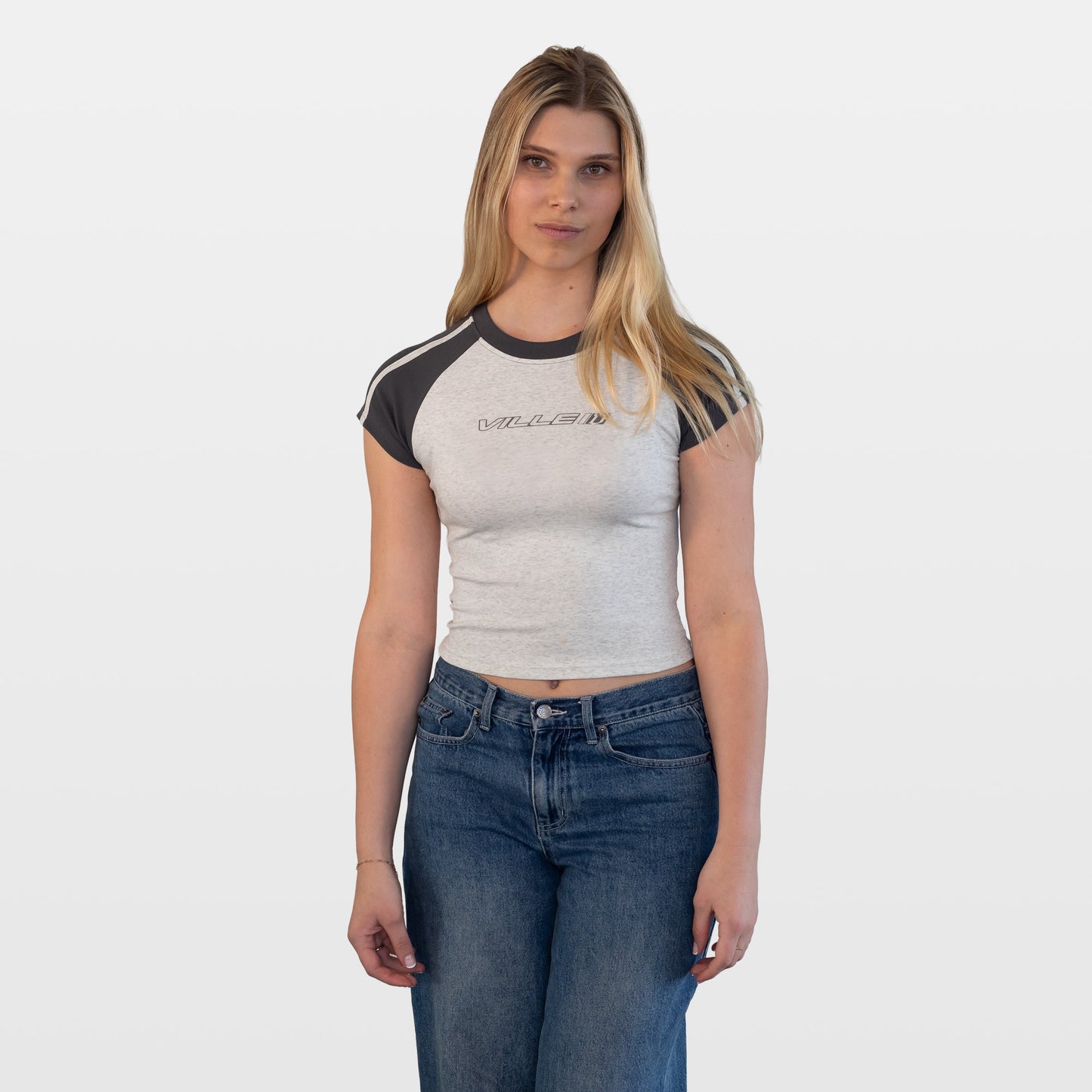 Penny Raglan Mini Tee - Flower Grey
