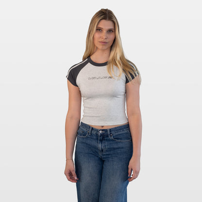 Penny Raglan Mini Tee - Flower Grey