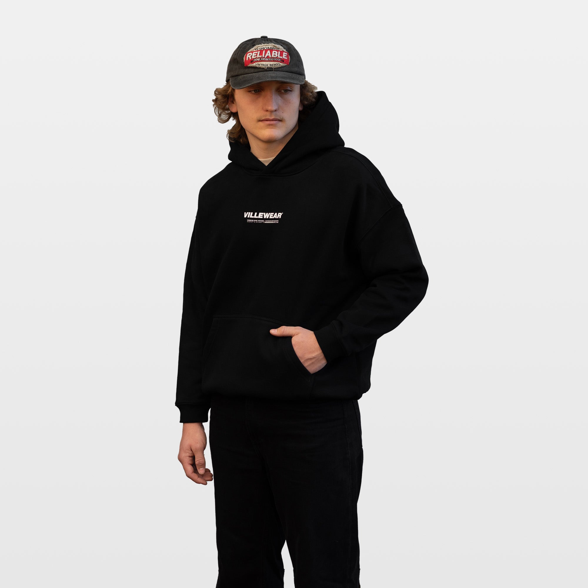 Horizon Oversized Fleeced Hoodie - Black – Ville