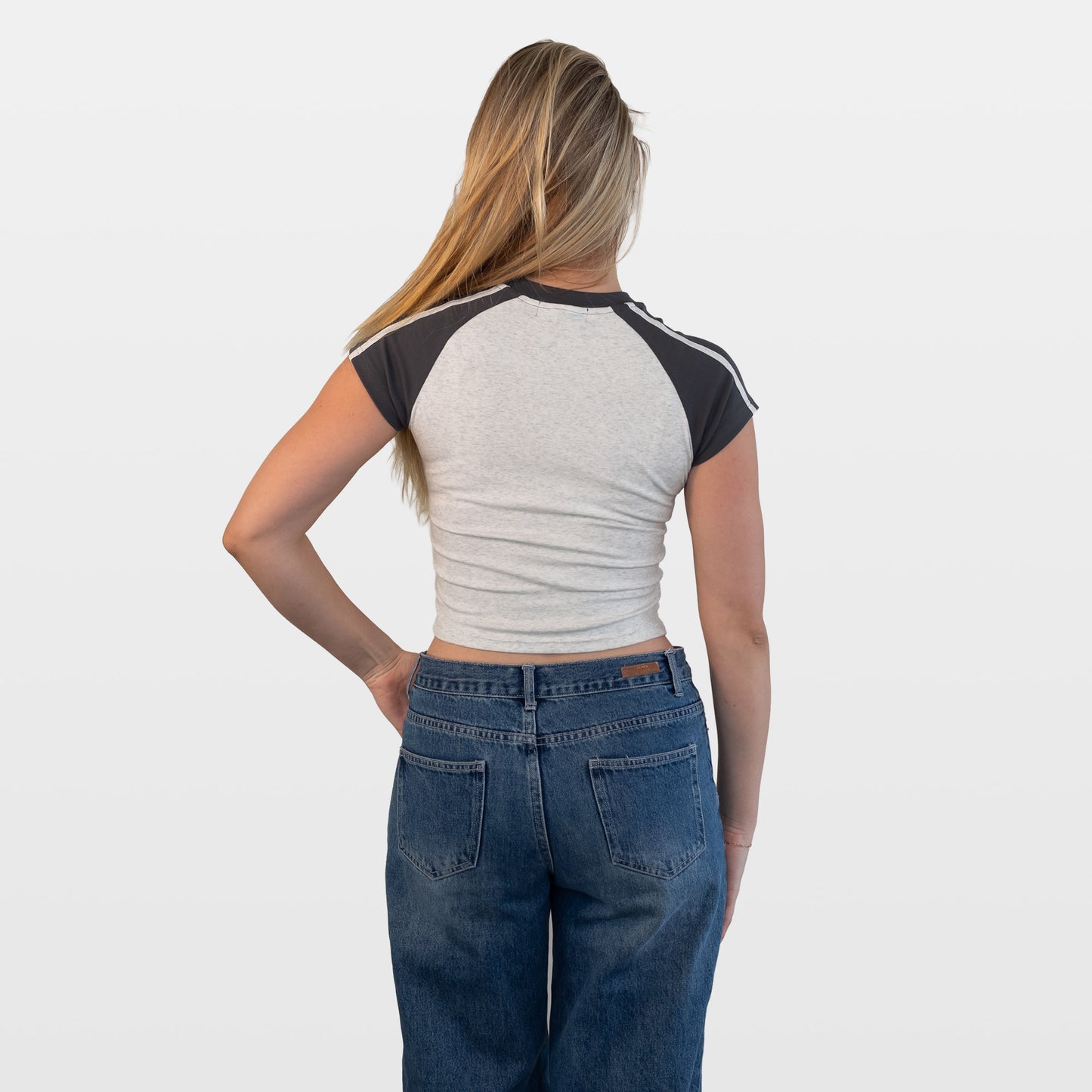 Penny Raglan Mini Tee - Flower Grey