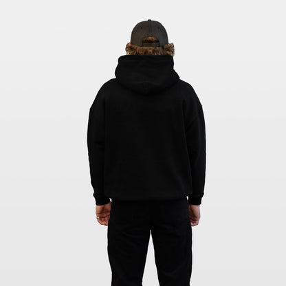 Pyro Oversized Fleeced Hoodie - Black
