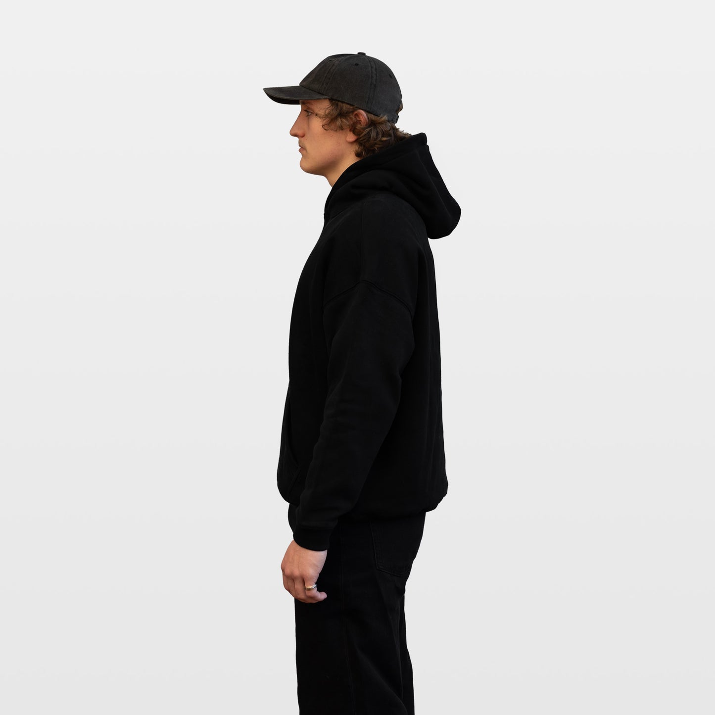 Pyro Oversized Fleeced Hoodie - Black
