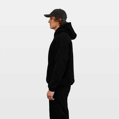 Pyro Oversized Fleeced Hoodie - Black