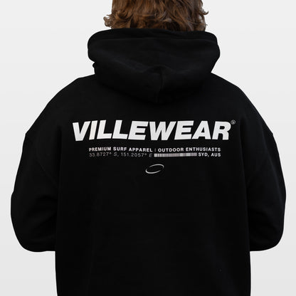 Horizon Oversized Fleeced Hoodie - Black